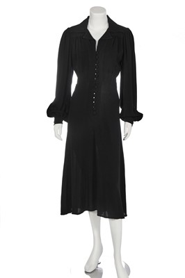 Lot 305 - An Ossie Clark for Radley black moss-crêpe dress, 1970s