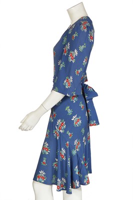 Lot 301 - An Ossie Clark/Celia Birtwell for Radley printed blue crêpe dress, 1970s