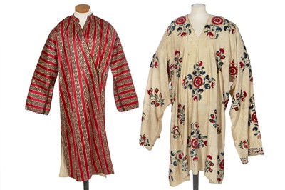 Lot 505 - A Lakhai embroidered damask robe, Uzbek, early 20th century