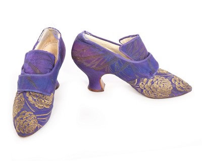 Lot 317 - A pair of Joseph Box purple and gold brocaded...