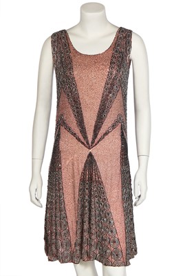 Lot 421 - A good beaded pink chiffon flapper dress, circa 1928