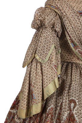 Lot 482 - A printed wool mousseline gown, circa 1855