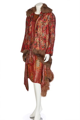 Lot 387 - A Binn's Ltd. floral lamé dress, circa 1930