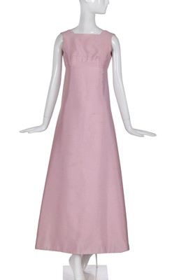 Lot 366 - A Diorling pink silk-wool A-line evening gown, 1969