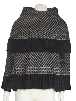 Lot 118 - A John Galliano black and grey striped wool jumper, 'Maori' collection, Autumn-Winter 1999-2000