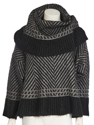 Lot 118 - A John Galliano black and grey striped wool jumper, 'Maori' collection, Autumn-Winter 1999-2000