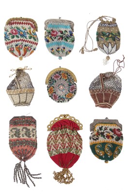 Lot 458 - Twelve fine reticules/purses, mainly 1820s-40s