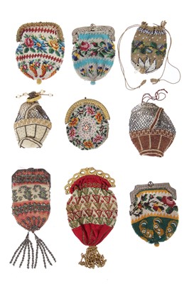Lot 458 - Twelve fine reticules/purses, mainly 1820s-40s