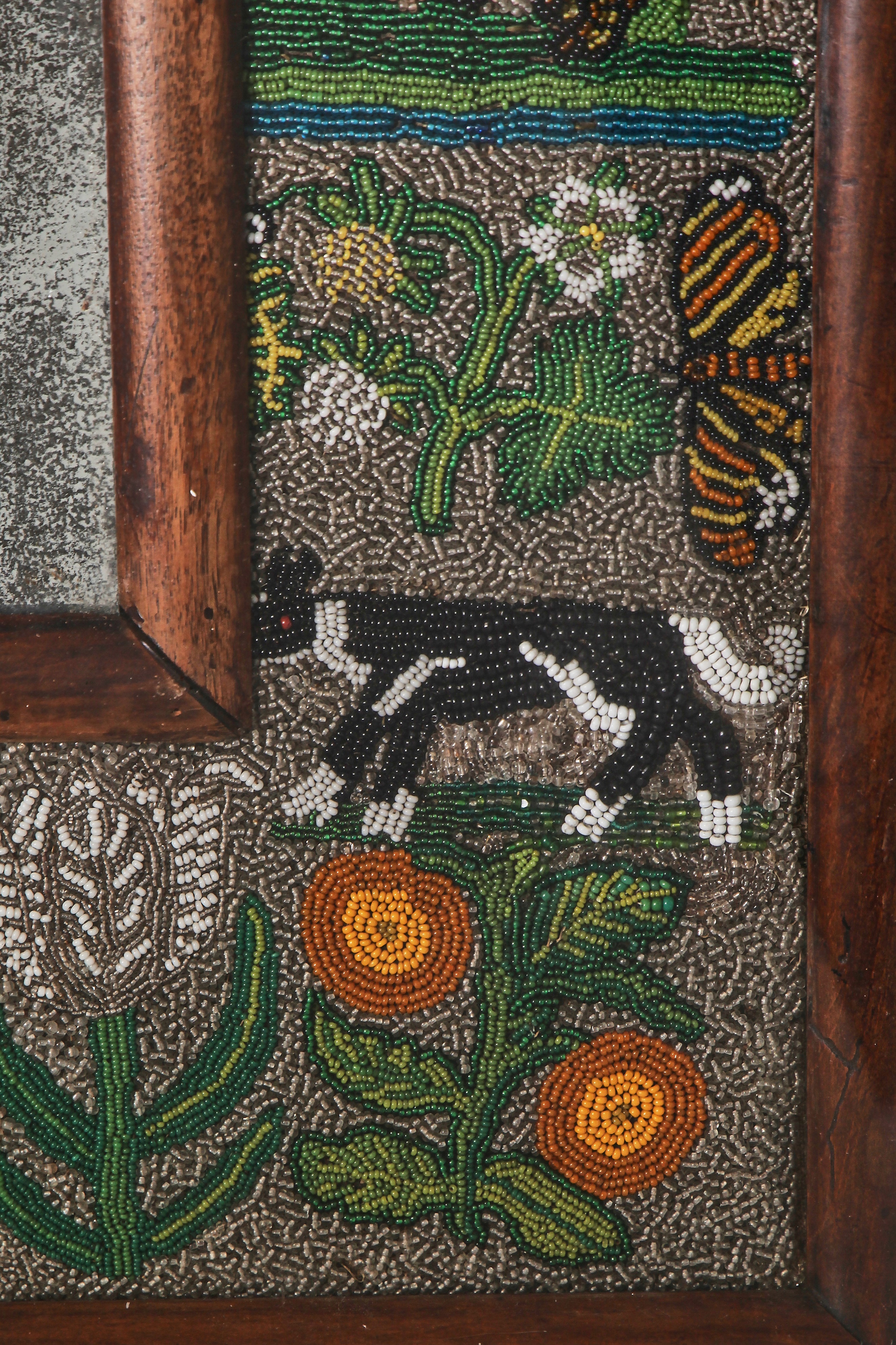 Lot 63 - A fine Charles II beadwork mirror, the