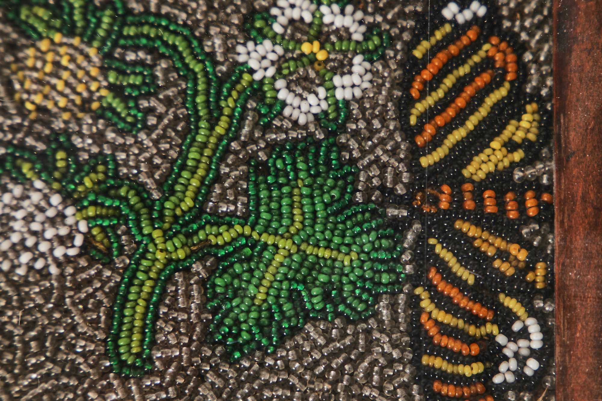 Lot 63 - A fine Charles II beadwork mirror, the
