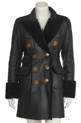 Lot 111 - A Vivienne Westwood black sheepskin double-breasted coat, 1990s