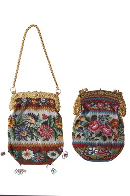 Lot 68 - Nine finely beaded purses and reticules, 1820s-60s
