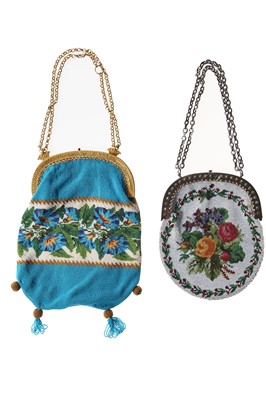 Lot 68 - Nine finely beaded purses and reticules, 1820s-60s