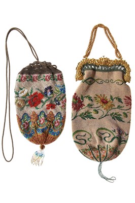 Lot 68 - Nine finely beaded purses and reticules, 1820s-60s