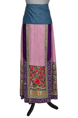 Lot 520 - A good embroidered lavender-pink silk skirt, Chinese, circa 1900