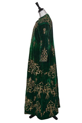 Lot 502 - An embroidered green velvet wedding robe, Turkish, Ottoman, late 19th century