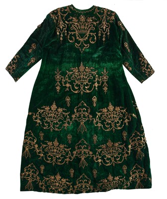 Lot 502 - An embroidered green velvet wedding robe, Turkish, Ottoman, late 19th century