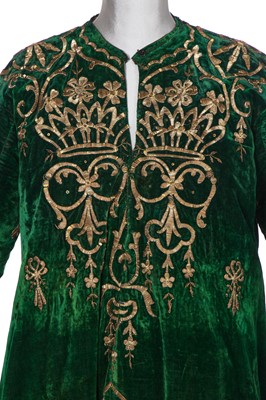 Lot 502 - An embroidered green velvet wedding robe, Turkish, Ottoman, late 19th century