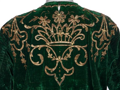 Lot 502 - An embroidered green velvet wedding robe, Turkish, Ottoman, late 19th century