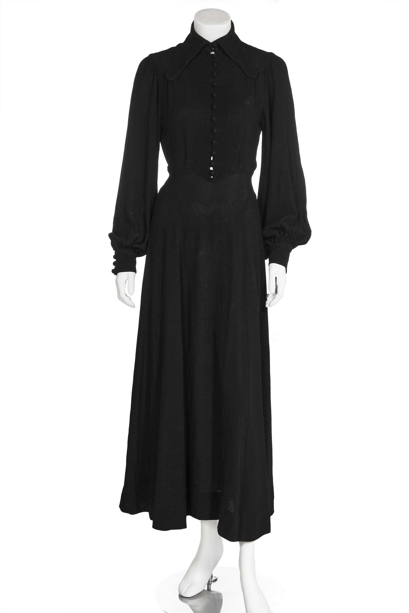 Lot 342 - An Ossie Clark for Radley black moss crêpe dress, 1970s