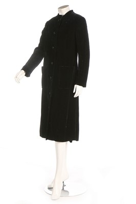 Lot 333 - A Christian Dior London black velvet coat,...