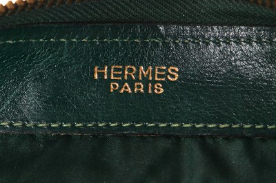 Lot 57 - An Hermès green leather man's toiletry set, probably 1950s