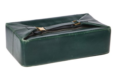 Lot 57 - An Hermès green leather man's toiletry set, probably 1950s