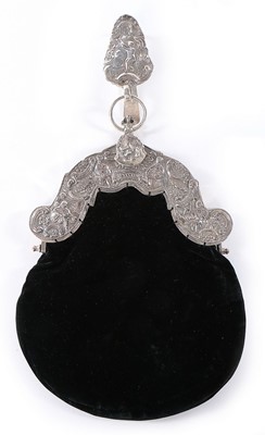 Lot 93 - A beaded purse with ornate continental silver...