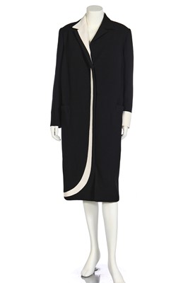 Lot 114 - A Versace couture black and cream wool crêpe coat, circa 1997