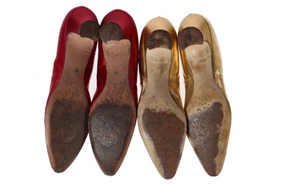 Lot 416 - A pair of Harvey Nichols floral lamé shoes, circa 1924