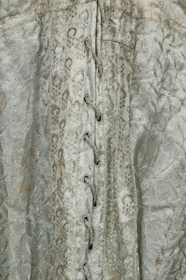 Lot 486 - A morning dress of seafoam-green figured silk, 1810s