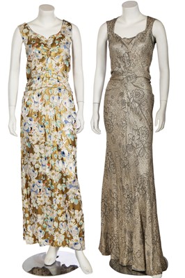 Lot 390 - A bias-cut lamé evening gown, and others, late 1930s