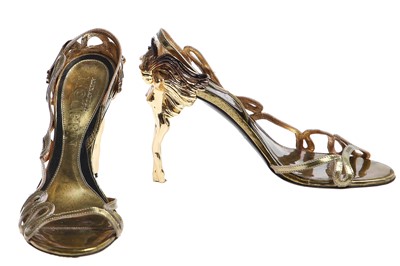 Lot 72 - A pair of Alexander McQueen gold heels, 'Angels and Demons' collection, Autumn-Winter 2010-11