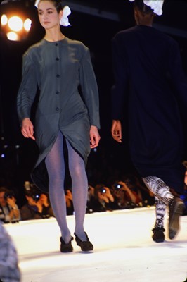 Lot 221 - A John Galliano grey viscose dress, 'The Rose' collection, Autumn-Winter 1987-88
