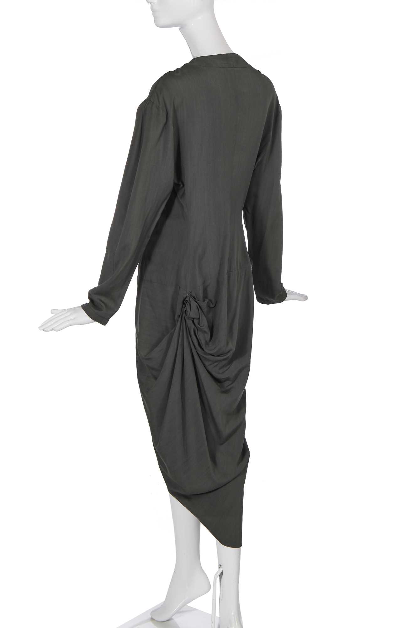 Lot 221 - A John Galliano grey viscose dress, 'The Rose' collection, Autumn-Winter 1987-88