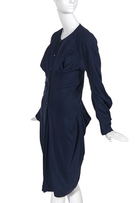 Lot 222 - A John Galliano navy viscose-blend jersey dress, 'The Rose' collection, Autumn-Winter 1987-88