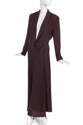 Lot 223 - A John Galliano aubergine wool crêpe coat-dress, 'Charles James' collection Spring-Summer 1989