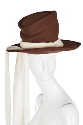 Lot 227 - A John Galliano brown canvas hat, 'Charles James' collection, Spring-Summer 1989