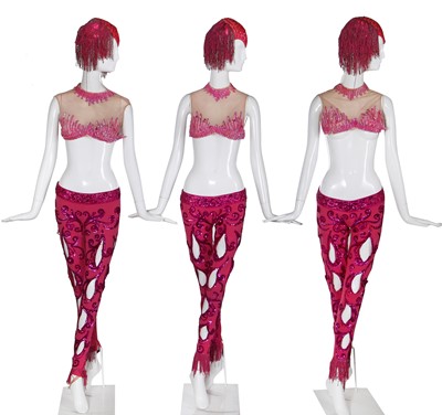 Lot 294 - Three sequinned shocking-pink showgirl costumes, 1970s