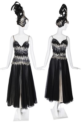 Lot 295 - Four black and silver sequinned showgirl gowns, 1970s