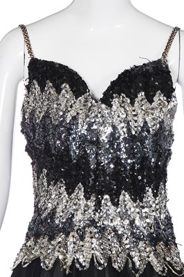 Lot 295 - Four black and silver sequinned showgirl gowns, 1970s