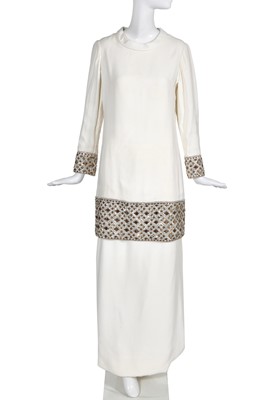 Lot 158 - A Christian Dior by Marc Bohan ivory crêpe evening ensemble, circa 1969