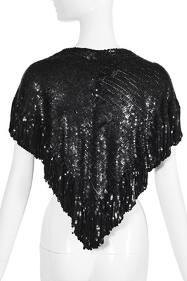 Lot 86 - A couture black sequined shawl, attributed to Chanel, 1935
