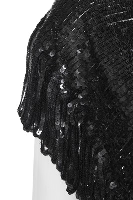 Lot 86 - A couture black sequined shawl, attributed to Chanel, 1935