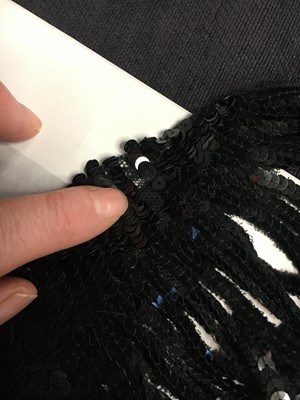 Lot 86 - A couture black sequined shawl, attributed to Chanel, 1935