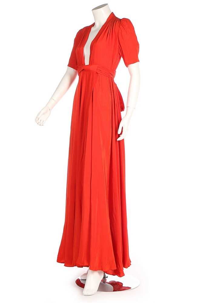 Lot 340 - An Ossie Clark tomato-red crêpe dress,...