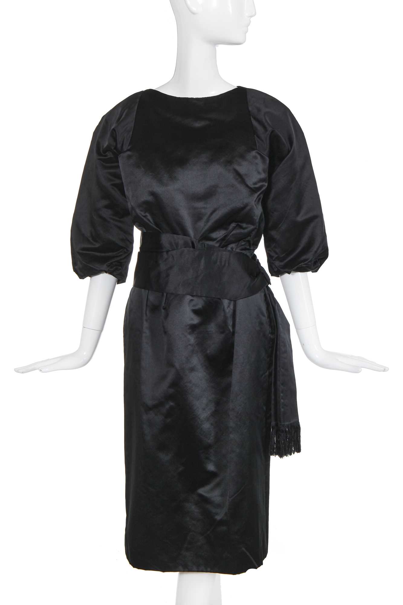 Lot 306 - A Christian Dior black satin cocktail dress, circa 1960