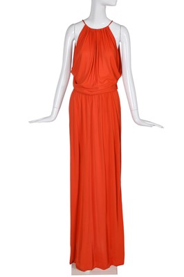 Lot 176 - A Christian Dior London watermelon jersey evening gown, 1970s