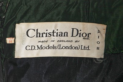 Lot 108 - A Christian Dior London shot-green taffeta evening gown, circa 1955