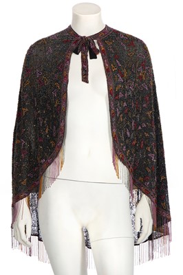 Lot 412 - A Robe Parisienne beaded black muslin cape, 1920s